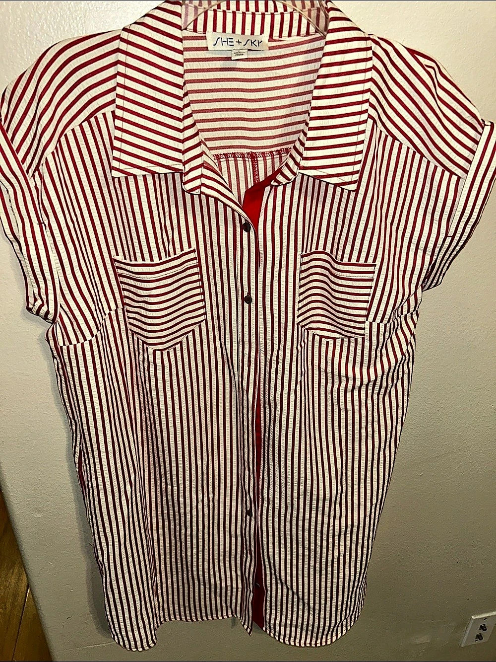 J.Crew Striped Button Down Shirt in Red & White Size Small